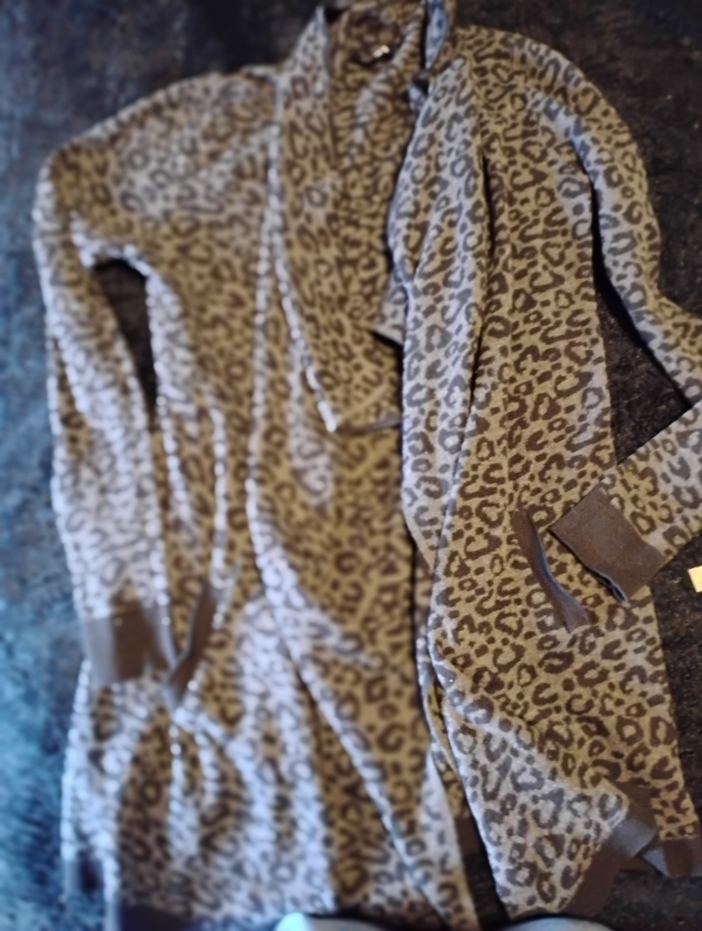Leopard Print Cozy Cardigan - Grey & Black